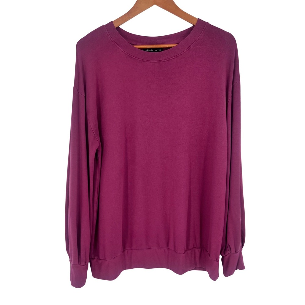 A Pea in the Pod Sweatshirt Women Large Berry Purple Maternity Balloon Sleeve
